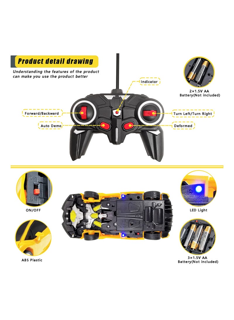 Transforming RC Robot Car Toy for Kids Remote Control Car 2-in-1 Deformation Vehicle Best Birthday Gift for Boys and Girls Ages 5-12 Yellow - Image 5